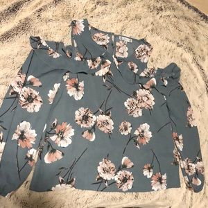 Gorgeous cold shoulder dark teal blouse